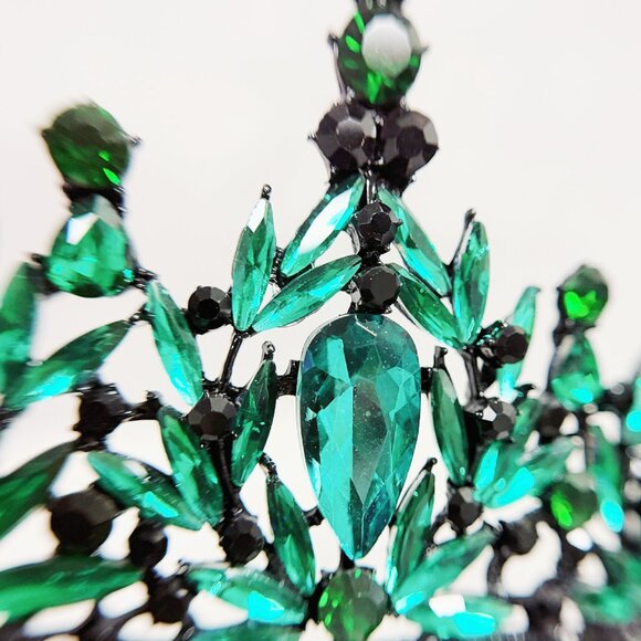 Black green Tiara, Gothic Wedding Headpiece, Black Queen Tiara, Costume Tiara main image 4